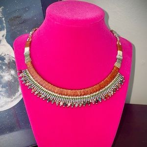 Nakamol agate boho beaded bib choker necklace NWOT